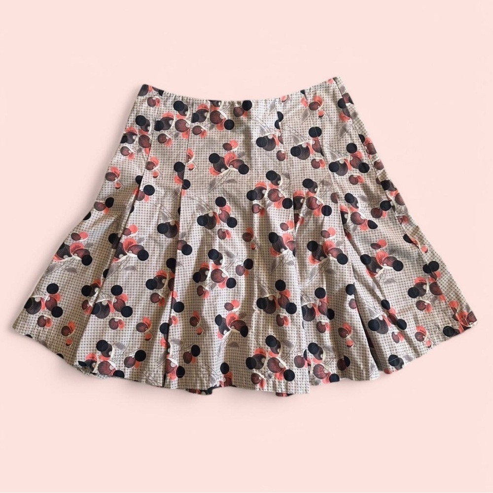 French Connection Cotton Patterned Grey Flare Mini Skirt